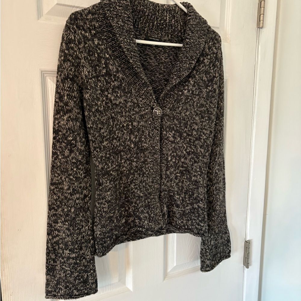Marled Knit Cardigan Neutral Cozy Button Front Petite Minimalist Sweater - Picture 4 of 7
